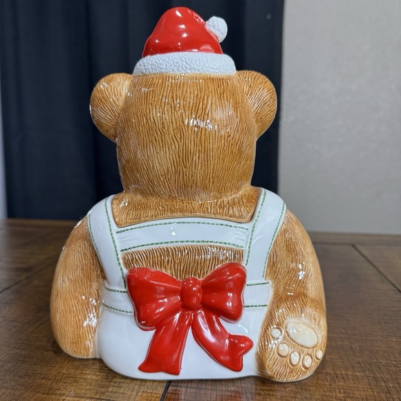 Rare Vintage Nikko Holiday Teddy Bear Spode Christmas Tree Cookie Jar - Picture 4 of 10